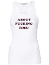 Stella Mccartney Ribbed Sleeveless Tank Top With Text In White/burgundy