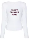 Stella Mccartney Slogan Print Long-sleeved T-shirt In White/burgundy