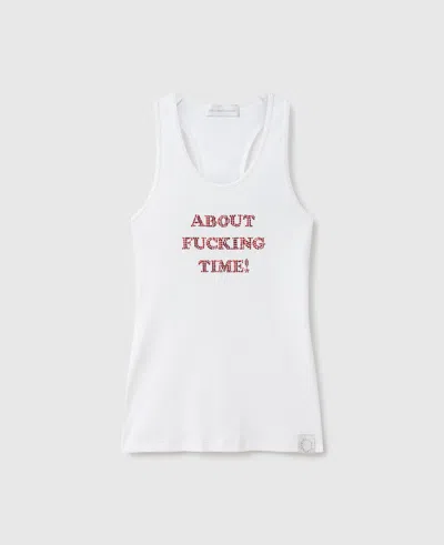 Stella Mccartney About Fucking Time! Tank Top In Pure White