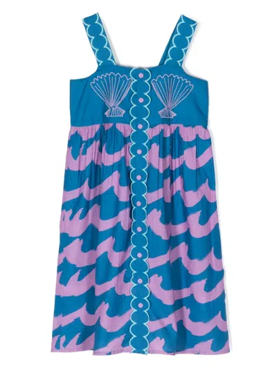 Stella Mccartney Kids' Cotton Muslin Sleeveless Dress In Lila,blau