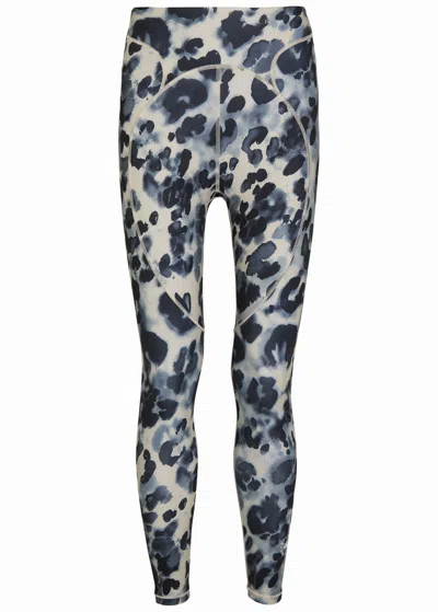 Stella Mccartney Adidas X  7/8 Printed Stretch-jersey Leggings In Blue
