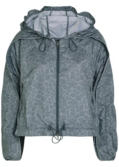 Stella Mccartney Adidas X  Printed Hooded Shell Jacket In Gray