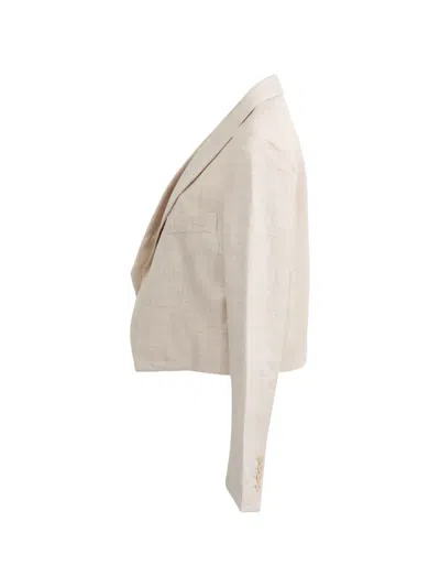 Pre-owned Stella Mccartney Adley Cropped Linen Blazer In Neutral