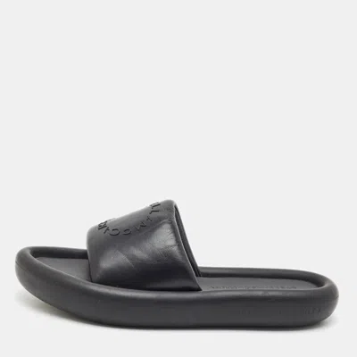 Pre-owned Stella Mccartney Air Size 40 Black Faux Leather Flat Slides