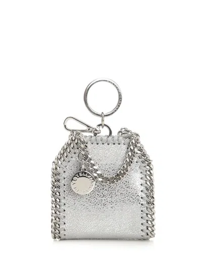 STELLA MCCARTNEY AIRPODS CASE ECO SHINY DOTTED CHAMOIS W/PALLADIUM COLOR CHAIN SMALL LEATHER GOODS SILVER