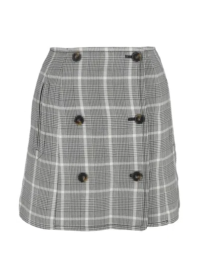 Pre-owned Stella Mccartney Alexandra Plaid-check Mini Skirt In White