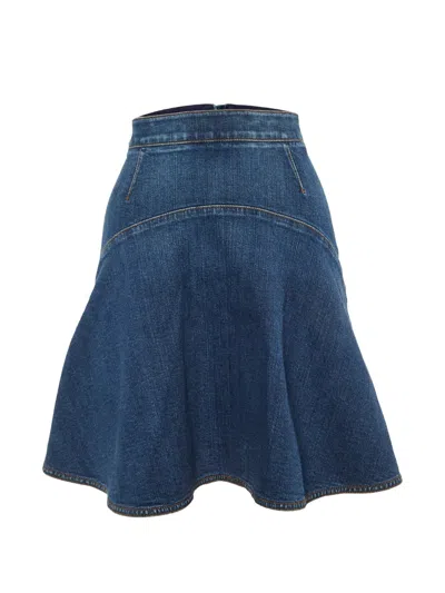 Pre-owned Stella Mccartney A-line Denim Mini Skirt In Blue