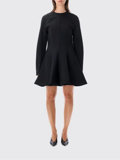 Stella Mccartney A-line Wool Blend Mini Dress With Long Sleeves In Black