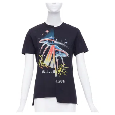 Pre-owned Stella Mccartney All Is Love Ufo Black Bias Cut Cotton Tshirt It38 Xs
