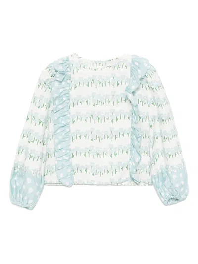 Stella Mccartney Kids' All-over Floral Print Top In White