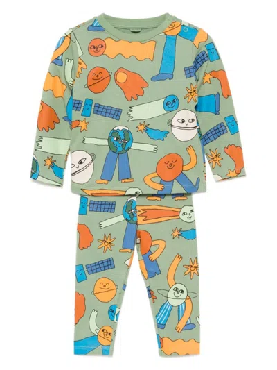 Stella Mccartney Babies' All-over Graphic Print Tracksuit In Green