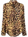 Stella Mccartney Leopard Silk Button-front Shirt In Brown
