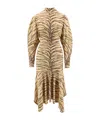 Stella Mccartney Tiger Print Handkerchief Midi Dress In Nude