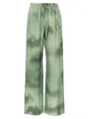 Stella Mccartney All-over Print Silk Pants With High Waist In Green