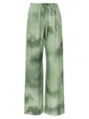 Stella Mccartney All-over Print Silk Pants With High Waist In Green