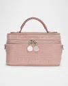 Stella Mccartney Allover Crystal Vegan Suede Cosmetic Case In Dusty Pink