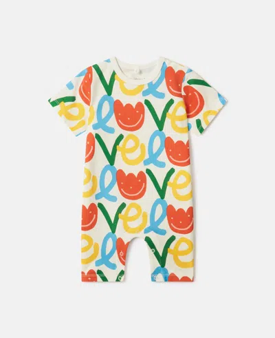 Stella Mccartney All-over Love Print Romper In Multi