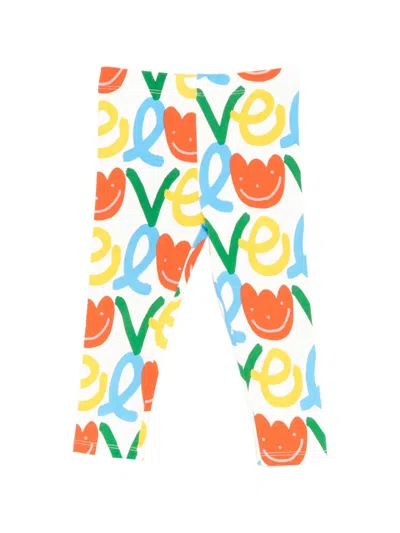 Stella Mccartney Babies' All-over Love-print Leggings In White