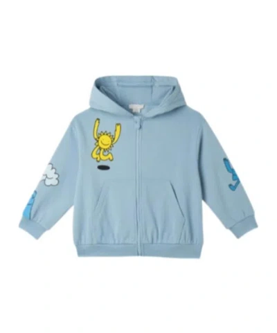 Stella Mccartney All-over Print Cotton Hoodie In Blue