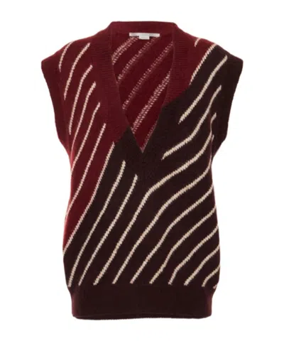 Stella Mccartney Alpaca Blend Striped Knit Vest In Burgundy