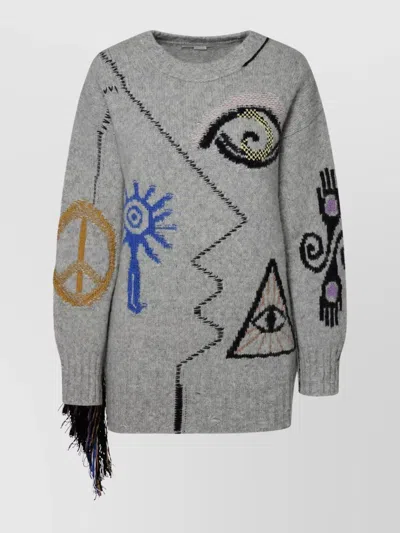 STELLA MCCARTNEY ALPACA BLEND SWEATER WITH EMBROIDERED GRAPHIC PRINT