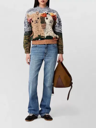 Stella Mccartney Alpaca Jacquard Knit Jumper Animal Motif In Multi
