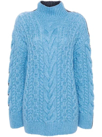 Stella Mccartney Colorblocked Cable Knit Sweater In Multicolour