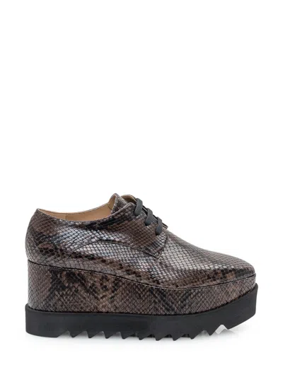 Stella Mccartney Alter Mat Lace-up Shoes With Python Effect In Brown