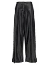 Stella Mccartney Wide Leg Elastic Waistband Trousers With Shiny Finish In Black