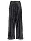 Stella Mccartney Wide Leg Elastic Waistband Trousers With Shiny Finish In Black