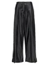 Stella Mccartney Wide Leg Elastic Waistband Trousers With Shiny Finish In Black