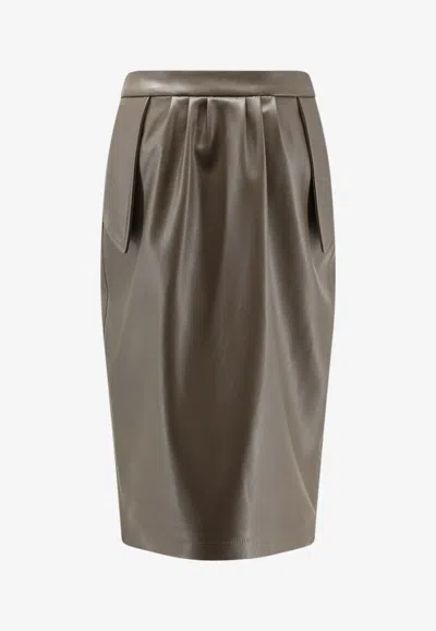 Stella Mccartney Alter Mat Pencil Skirt In Brown