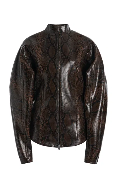 Stella Mccartney Alter-mat Snake-effect Vegan Leather Jacket In Print