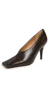 Stella Mccartney Square-toe Snake Stiletto Pumps In Brown