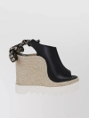Stella Mccartney 'gaia' Black Wedges With Jacquard Logo And Rope Heel Woman