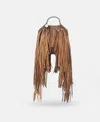 Stella Mccartney Alter-suede Fringe Falabella Tiny Tote Bag In Dark Cinnamon