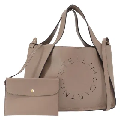 Pre-owned Stella Mccartney Alter Tote Perforated Faux Leather Beige Synthetic Tote Bag Bag () In Sand