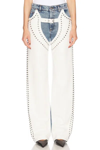 Stella Mccartney Altermat Denim Studded Straight Leg In White