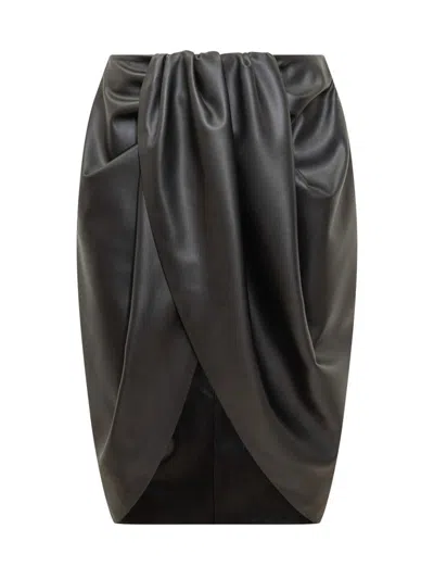 Stella Mccartney Draped Gathered Detail Midi Skirt In Gray