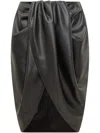 Stella Mccartney Draped Gathered Detail Midi Skirt In Schwarz