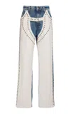 Stella Mccartney Altermat-paneled Rigid Low-rise Straight-leg Jeans In Medium Wash
