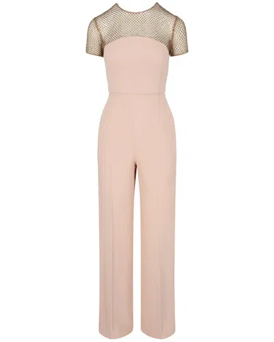 Stella Mccartney Crystal-embellished Short Sleeve Jumpsuit In Neutral