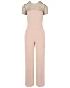 Stella Mccartney Crystal-embellished Short Sleeve Jumpsuit In Nude