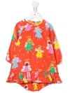Stella Mccartney Angel-print Ruffled Dress In 红色