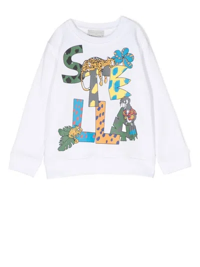Stella Mccartney Kids' Animal Logo-print Cotton Sweatshirt In White