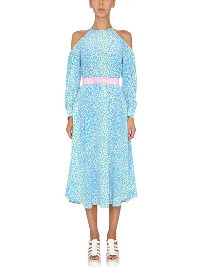 Stella Mccartney Animal Pattern Dress With Round Shoulder Design In Multi