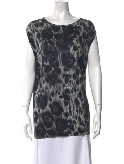 Pre-owned Stella Mccartney Animal Print Bateau Neckline Tunic In Black