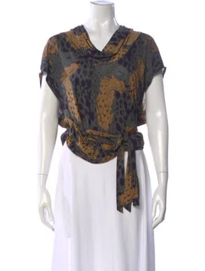 Pre-owned Stella Mccartney Animal Print Cowl Neck Top In Multi