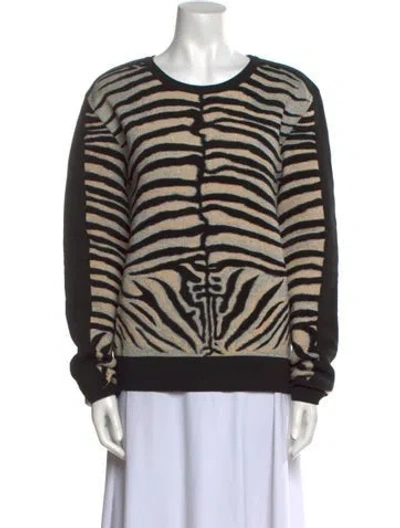 Pre-owned Stella Mccartney Animal Print Crew Neck Sweater In Black