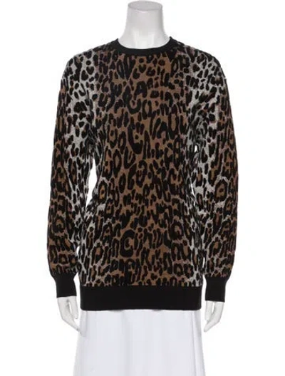 Pre-owned Stella Mccartney Animal Print Crew Neck Sweater In Brown